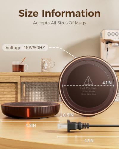 HouseGem Large Candle Warmer Plate - Coffee Cup Mug Warmer for Desk, Candle Melter, Electric Mug Heater for Beverages, Milk & Tea, Coffee Accessories Ideal Gifts Keep Cup Warm (Brown) - Image 5
