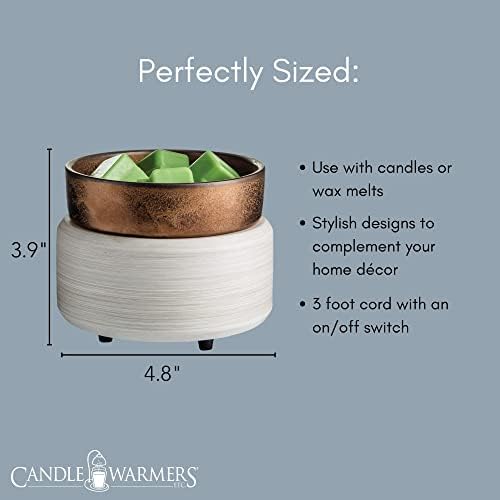 Candle Warmers ETC 2-in-1 Candle and Fragrance Warmer for Warming Scented Candles or Wax Melts and Tarts with to Freshen Room, Whitewashed Bronze - Image 7