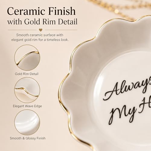 Always in My Heart Jewelry Dish, Ceramic Ring Holder, Memorial Gift for Women - Image 4