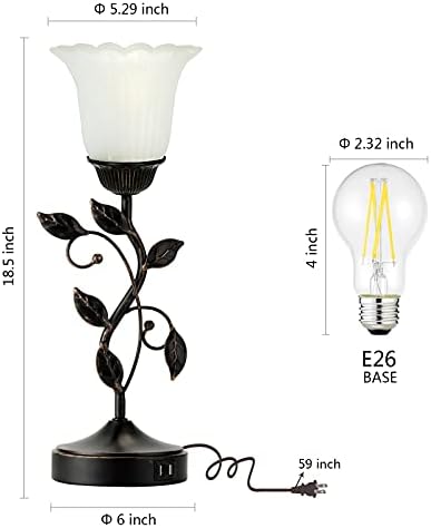 Touch Leaf Bedside Table Lamp with 2 USB Ports Nightstand Lamps - Image 4