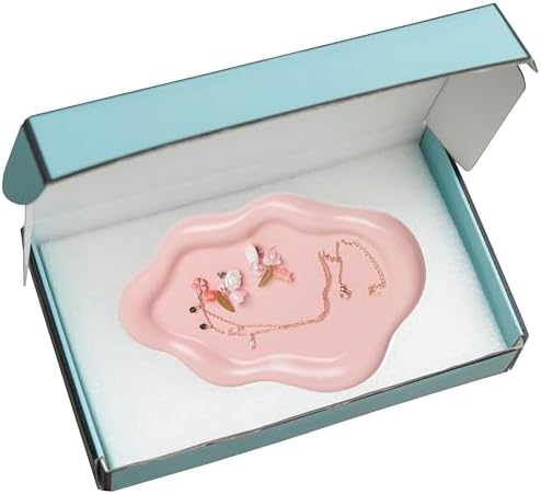 Lynagert Cloud Trinket Dish, Chubby Jewelry Tray, Ceramic Jewelry Ring Trinket Dish for Rings Earrings Necklace Organizer, Mother's Day Thanksgiving Christmas Birthday Bridesmaid Gifts (Pink) - Image 5