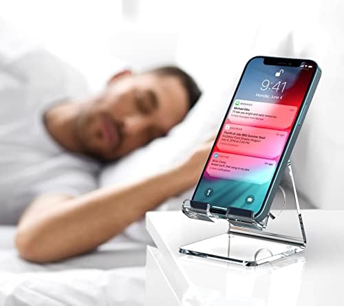 Crpich Acrylic Cell Phone Stand, Portable Phone Holder, Clear Phone Stand for Desk, Compatible with Phone16 15 14 13 Pro Max Mini 12 11 SE, Switch, Android Smartphone, Pad, Tablet, Desk Accessories - Image 7