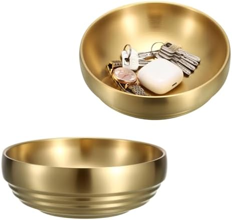 7.4" Gold Decorative Bowl, 2 Packs Key Bowls for Entryway Table by Unknown