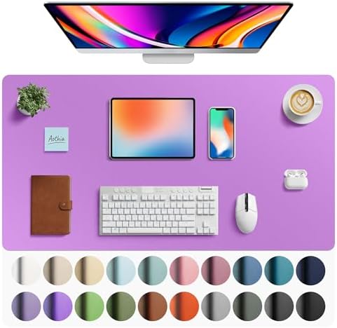 Aothia Faux Leather Desk Mat - Large Mouse Pad, Non-Slip PU Leather Blotter, Waterproof Writing Surface for Office and Home (Iris Violet, 40" x 24") by AothiaSimpleNaturalUnique