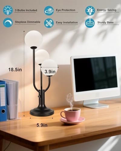 Lightdot Globe Black Table Lamp for Bedroom Gift G9 Bulbs Included Dimmable - Image 5