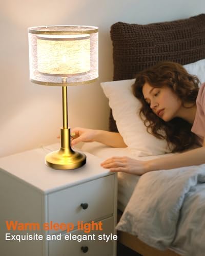 Lightdot Mid Century Table LampVintage Gold Dimmable Table Lamp - Image 3