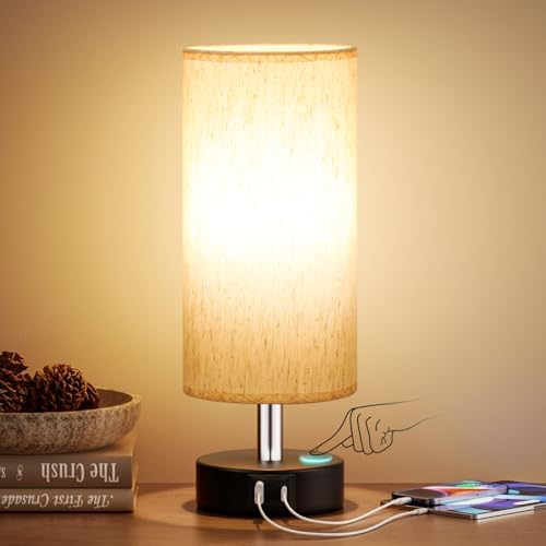 Small Table Lamp for Bedroom - Touch Control Lamp with 3 Way Dimmable by PartageiZ