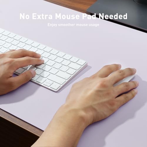 Aothia Large PU Leather Desk Pad Protector – Non-Slip Mouse Pad & Writing Mat for Office/Home, Waterproof, Easy to Clean (36" x 17", Soft Lavender) - Image 3