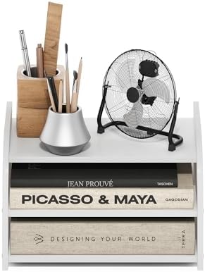 Furinno Classic 3-Tier Monitor Riser, Desk Organizers, Plain White - Image 4