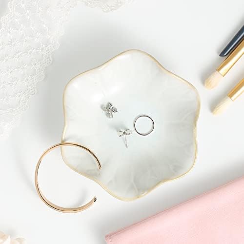 Mecaikru Ceramic Ring Dish, 4 in Jewelry Tray with Kiln Glaze Catchall Bowl - Image 4