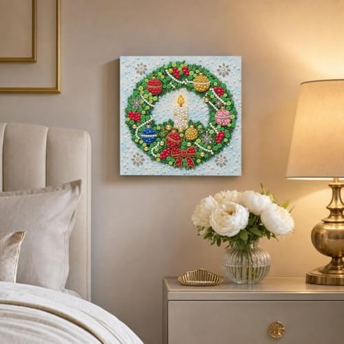 Framed Button Art Kit 11.8" DIY Mosaic Craft for Adults(Christmas Wreath) - Image 4