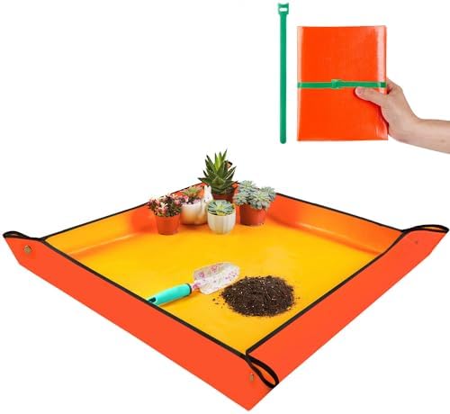 Extra Large Repotting Mat for Indoor Plants Transplanting and Potting Mix Mess Control, 39.5" X 39.5" Portable Gardening Tray Plant Planting Potting Mat Garden Gifts for Women Grandma Birthday Gift by FocusonGardeningProjects