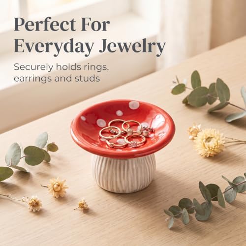 Mushroom Ceramic Jewelry Ring Holder Dish 2-Piece Ring Trinket Storage Jar - Image 4