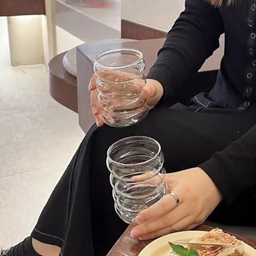 ALINK 16 oz Drinking Glasses with Lids and Straws Set of 4, 16 oz Wave Shape Bubble Glass Cups, Iced Coffee Glasses for Beer, Cocktail, Water Cups with Brush - Image 7