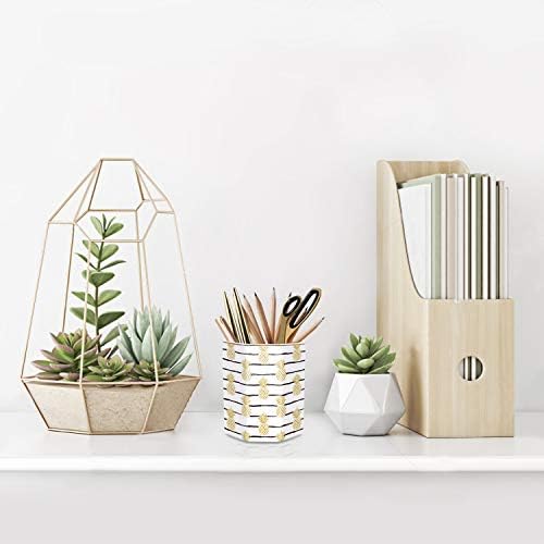 Pen Holder, Pencil Holder for Desk Pineapple Pattern Pencil Cup for Girls Kids Durable Ceramic Desk Organizer Makeup Brush Holder for Office, Classroom, Home, Yellow Pineapple - Image 6