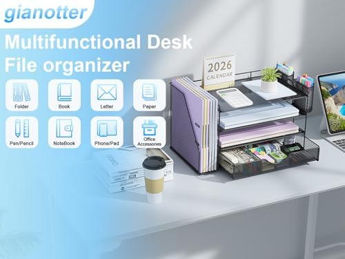 gianotter Metal Mesh Desk Organizers and Accessories with File Holder - Image 4