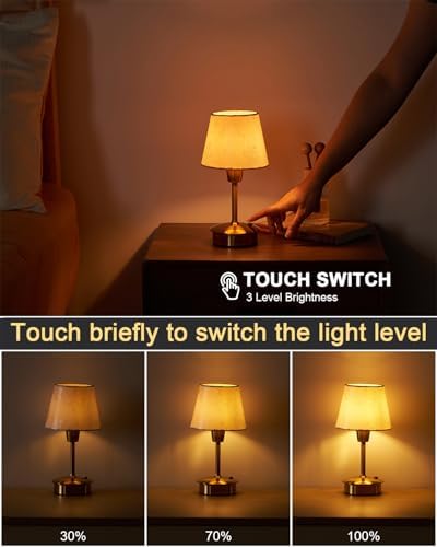 UMEXUS 2 Pack 9.8'' Small Cordless Table Lamp, Battery Operated Touch Lamps - Image 3