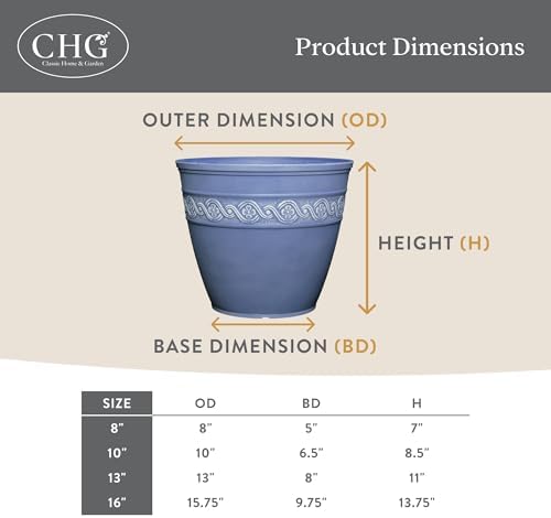 GROWSCAPE Corinthian Round Planter Pot w/Drainage Holes, 10" Desert Tan - Image 5