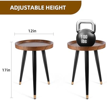 KGPLOME Plant Stand Indoor,Mid Century Walnut Wood Plant Table, Heavy Duty Metal Tall Flower Pot Stand,Modern Round Small Side End Table With Raised Design(12"x17") - Image 5