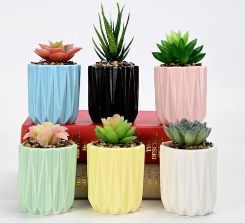 Cuteforyou Modern Textured Ceramic Succulent Planter Pot – 6 Color Options (No Plant Included) – Perfect for Small Plants, Cacti & Desk Decor – Lightweight & Durable (White, 3.5'' Tall) - Image 5