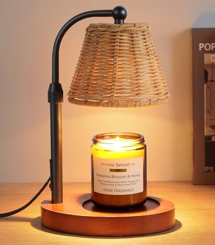 Wicker Candle Warmer Lamp Adjustable Height with Timer Dimmer by FancyPlus