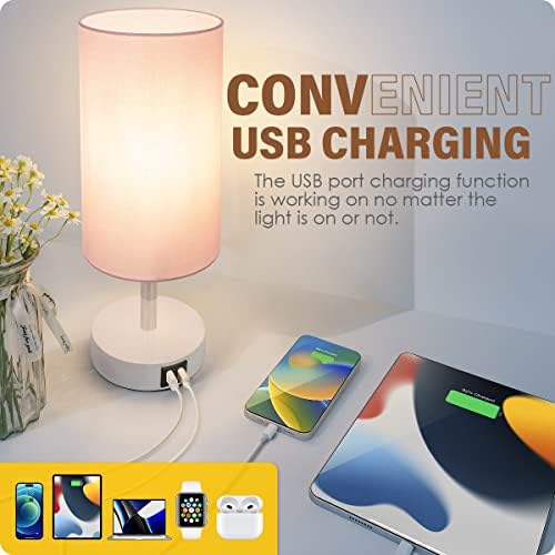 Yarra-Decor Desk Lamp with USB Port, Touch Control Desk Lamp with 3 Levels Brightness, Bedside Table Lamp with Round Pink Shade for Bedroom, Living Room, Dorm, Home Office - Image 3