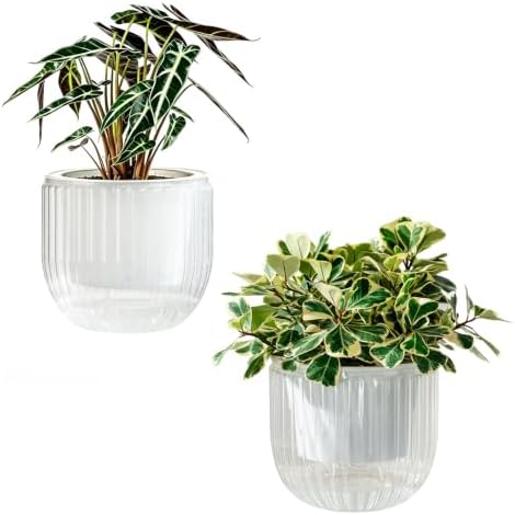 Melphoe Self Watering Pots for Indoor Plants Planter, 8.3 Inch 2 Pack Planters Self Watering Plant Pots for Flower, Houseplants, Succulent, African Violets and Cactus with Drainage by Melphoe