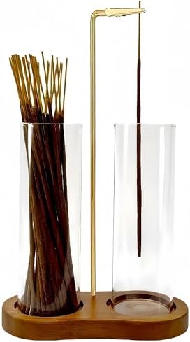 Incense Holder, Hang Upside Down Incense Sticks Burner Holder Storage with Glass Ash Catcher,Ideal Gift (Brown) by MoocerviIncenseHolder