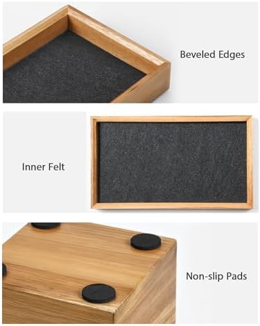 HULISEN Wooden Desk Organizer Tray, Pencil Holder with Felt Lining - Image 3