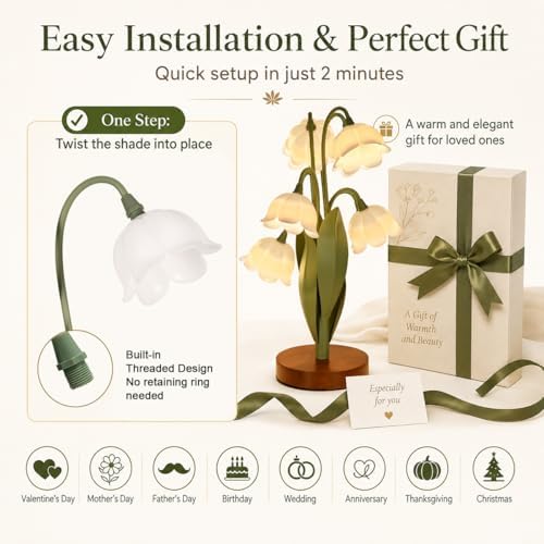 Flower Table Lamp for Bedroom, LED Cute Reading Light - Image 6