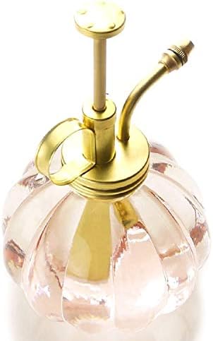 Vintage Style Glass Pumpkin Bottle Sprayer Watering Can Plant Mister with Brass Sprayer Head (Pink) - Image 2