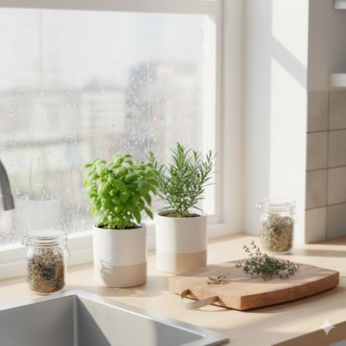 Nihow Ceramic Self Watering Plant Pot for Indoor Plants, 4.5 Inch,Set of 2 - Image 4