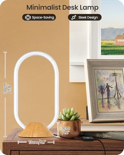 Modern LED Table Lamp, Bedside Lamp with Oval Design, 3 Color Temperatures, Adjustable Brightness, 360° Lighting, Unique Desk Lamp for Bedroom, Living Room, Study, Office, Natural M64TL05 - Image 7