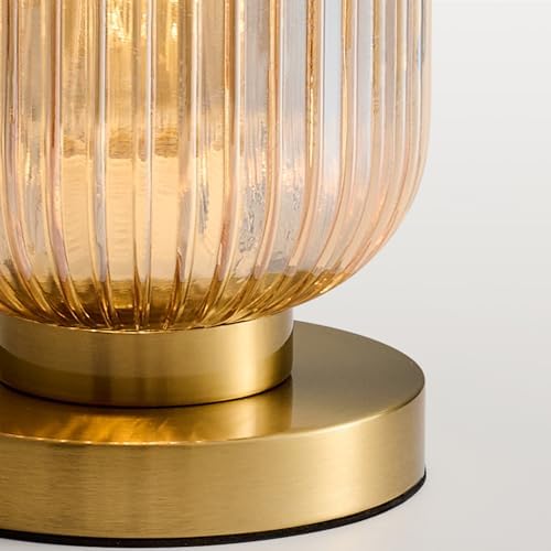 Mid Century Modern Table Lamp, 6" Amber Glass Desk Lamp Plug in - Image 4