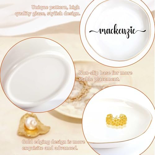 JoycuFF Mackenzie Personalized Name Ceramic Jewelry Tray, Mothers Day Christmas Anniversary Engagement Birthday Gifts for Women Couples, Trinket Dish for Rings Earrings Necklaces Bracelets Keys - Image 5