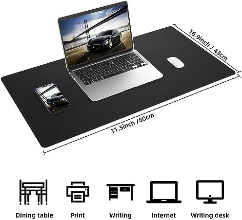 AFIING Desk Mat, Black, 31.5" x 17", Cork Desk Pad Protector - Image 2