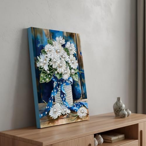 DIY Pearl Painting with Frame, Creative Design, Handmade Stress-Relieving Home Wall Decoration, Includes Frame and Tools-Bouquet - Image 4