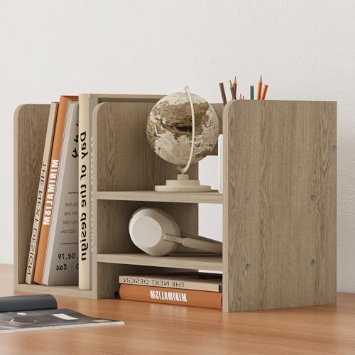 Wood 2 Toer Desk Organizer, Standing File Organizer with Three Storage Apartments, Desktop Storage Organizer for Desk, Office, Classroom, Brown - Image 7
