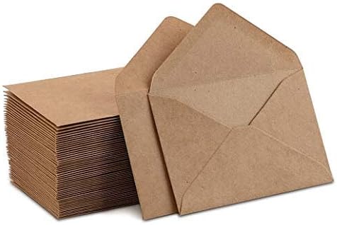 Kraft Mini Envelopes Brown Kraft Gummed Envelopes for Gift Cards and Business Cards (4"x2.75" 60 Pack)