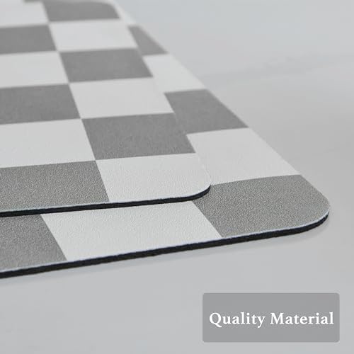 Ohocut Checkered Dish Drying Mat for Kitchen Counter, Coffee Bar Station Accessories, Retro Cute Aesthetic Modern Absorbent Drainer Mat Kitchen Drying Mat Easy Clean, Grey 12" x 19" - Image 6