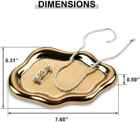 VanEnjoy Ceramic Cute Jewelry Dish, Aesthetic Jewelry Tray Gold finished, Small Trinket Dish, Ring Bowl for Jewelry, Thanksgiving Friend Gift - Image 2