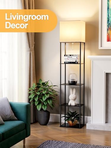 Large Floor Lamp with Shelves, 5-Tier Tall Floor lamp with for Living Room, Shelf Floor Lamp with 3 CCT LED Bulb, Corner Display Standing Column Lamp, Etagere Organizer Tower Nightstand for Bedroom - Image 6