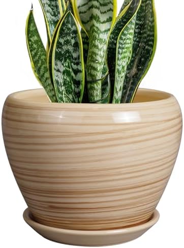 Ceramicfor Planter Pot 8 Inch, Ceramic Pot for Plants, Yellow by Ceramicfor