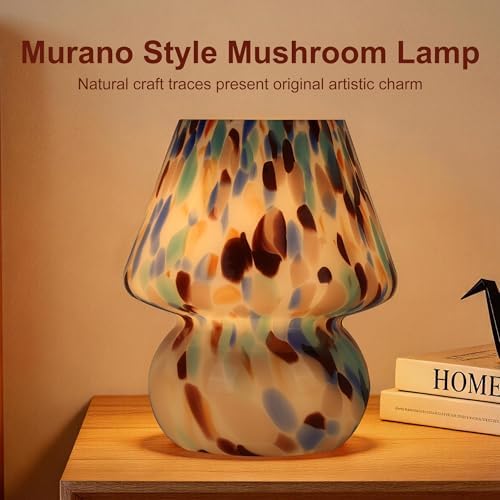 Mushroom Lamp with LED Bulb, Small Glass Bedside Lamp - Image 6