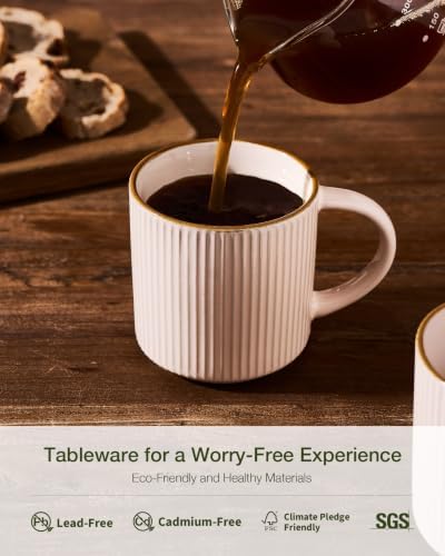 famiware Coffee Mug Set of 8, Star 12 oz Ceramic Mugs Cups Set with Handle - Image 6