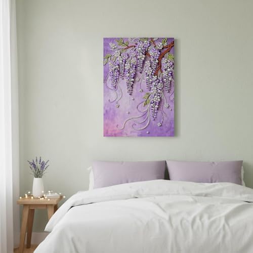 DIY Pearl Painting with Frame, Creative Design, Handmade Stress-Relieving Home Wall Decoration, Includes Frame and Tools-Wisteria - Image 4