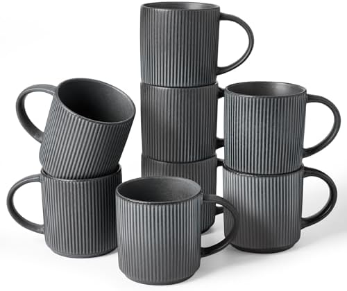 famiware Coffee Mug Set of 8, Star 12 oz Ceramic Mugs Cups Set with Handle by Famiware