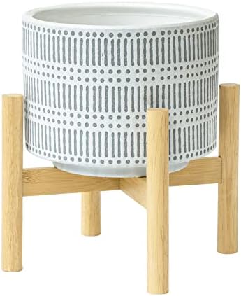 LA JOLIE MUSE Ceramic Planter for Plant, 7.3 Inch Indoor Planter with Stand by LaJol%C3%ADeMuse