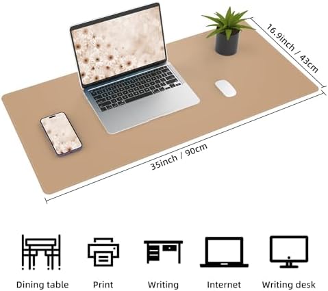 AFIING Cork Desk Mat, Dark Apricot, 35.4" x 17", Desk Pad Protector - Image 2