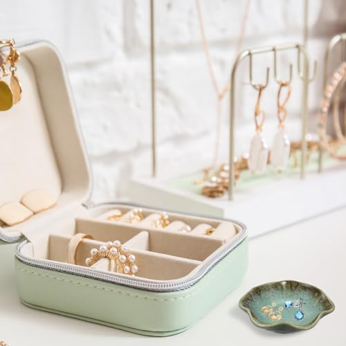 uxcell 1Pcs Ceramics Jewelry Plate, Lotus Leaf Shape Key Holder Bowl for Entryway Table Decor Small Ring Tray Dish Gift for Women Girlfriend, Grass Green - Image 5